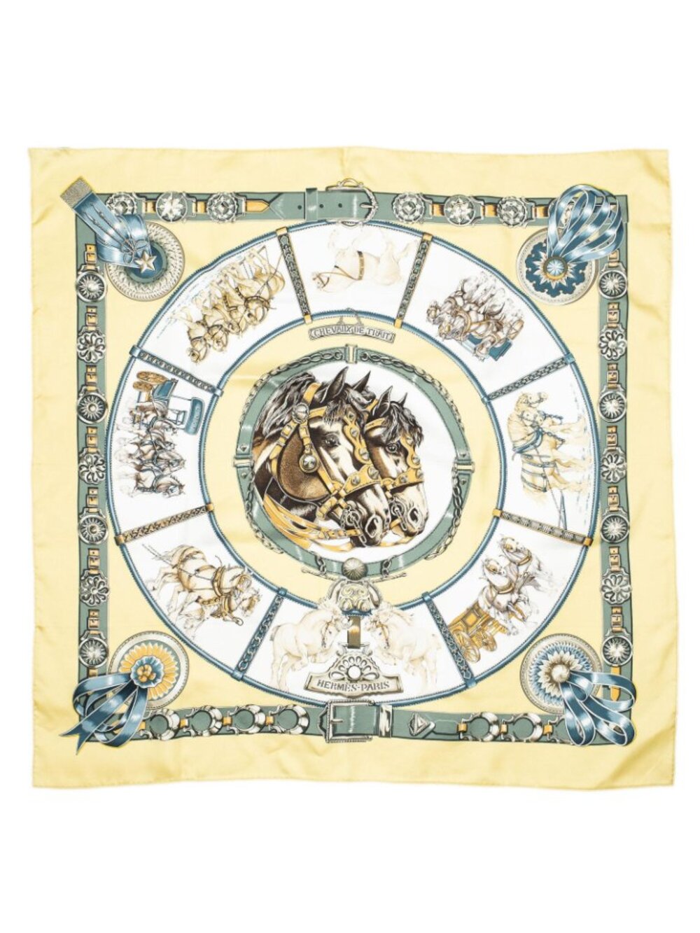 ★SOLD★ Hermes Scarf Green Twill Silk - Picture 2 of 5